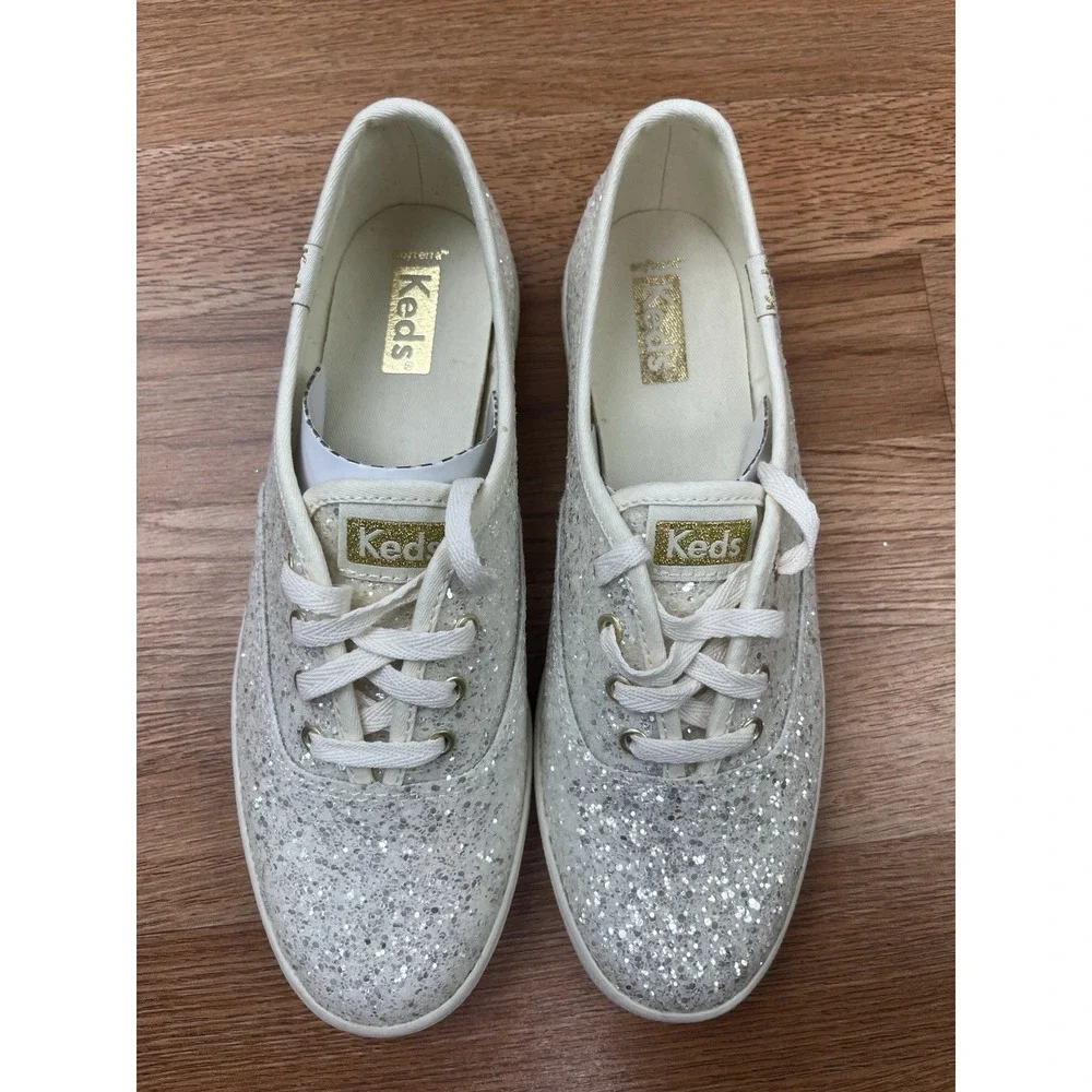 Keds Champion Glitter Lace Up Women's Sneakers Size 6.5 Cream NEW‎